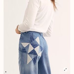 Free People Down to Earth Patched Jeans